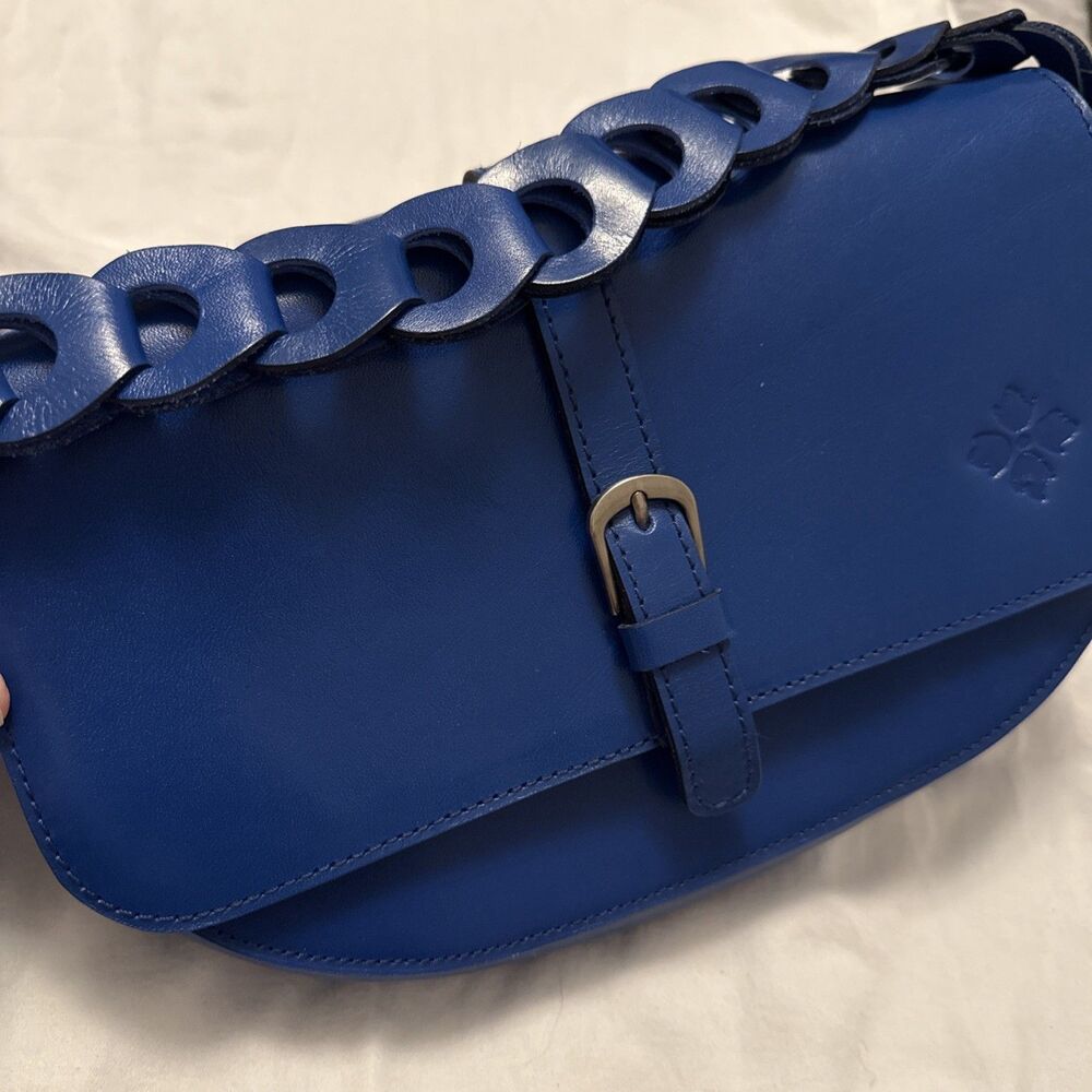 Patricia Nash Vilette Leather Chainlink Shoulder Bag - Cerulean Blue